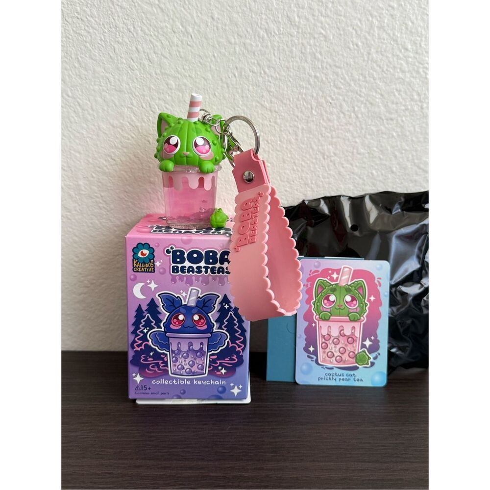 Kaleidos Creative Boba Beasteas Blind Box Collectible Keychain - Cactus Cat